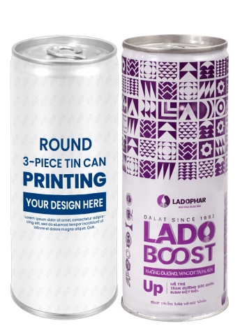 Lon Thiếc In Đựng Nước Thực Phẩm Chức Năng 240ml (Φ50/ 52 x 133)